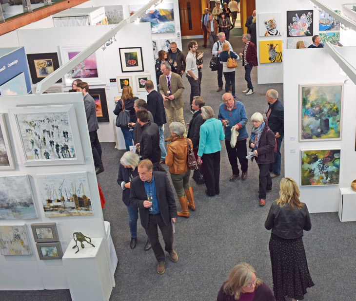 Visitors at the Private View of Fresh: Art Fair 2019 at Cheltenham Racecourse.