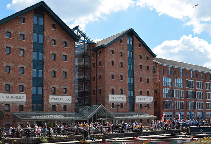 Gloucester Docks looking great under the sunshine for the Dragonboat Regatta