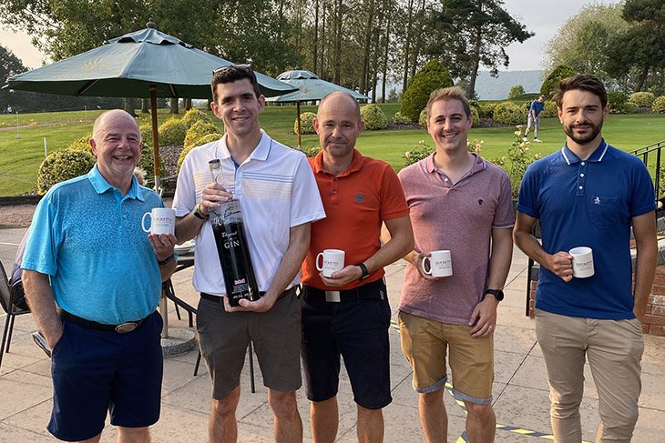 Charity day host, Mick Merrick of ABGi-UK with team of RRA's Tom Froggatt, Mark Powles and Oliver Smith with Matt Tompkins of Tompkins Thomas Planning.