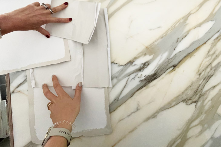 Choosing the exact piece of marble for your home.