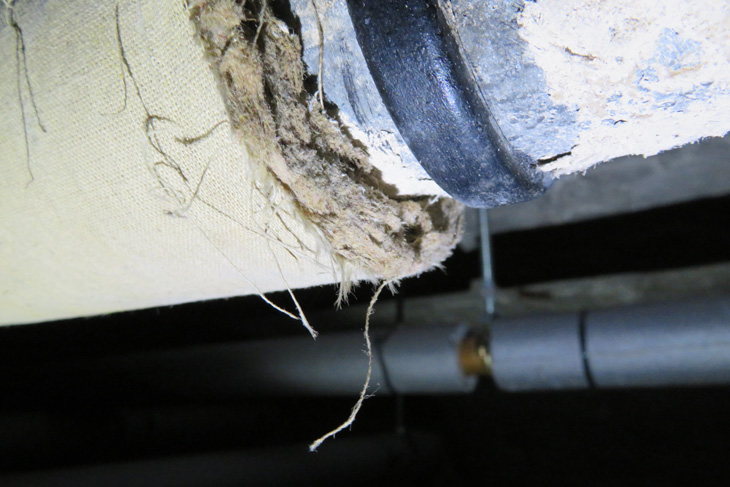 Asbestos was widely used throughout the UK in a huge variety of materials, including pipe lagging shown here.