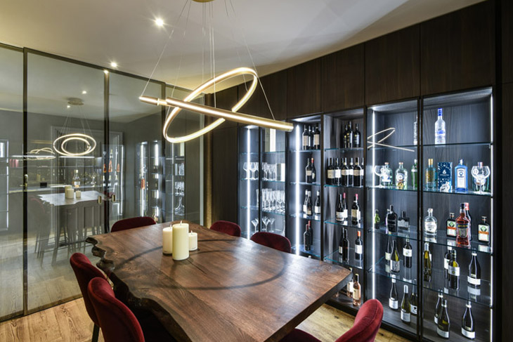 Contemporary wine room installed to restored Georgian, detached property.