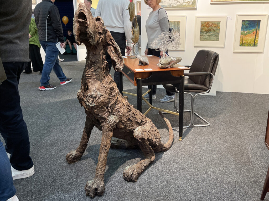 'Herman, The Howling Hound' by Helen Gordon. Represented by Hayloft Gallery is at Stand 35