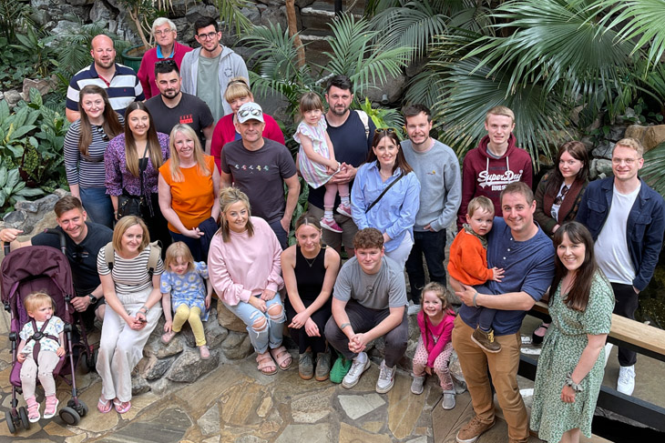 Most of the RRA team, partners and children on the Center Parcs 2023 Team Getaway.