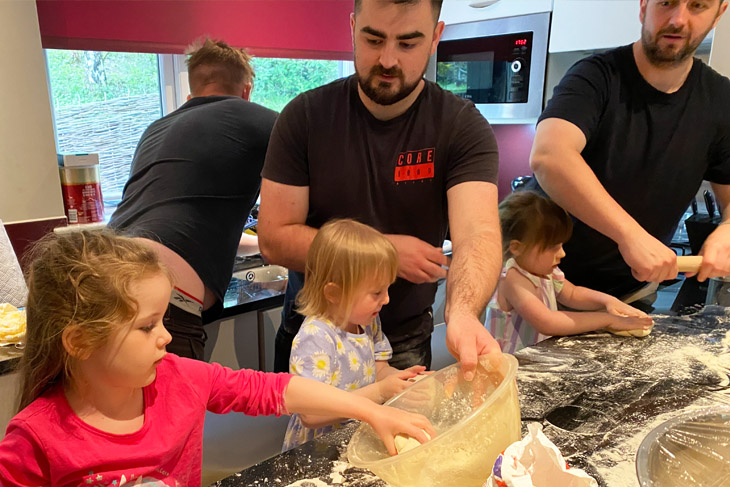 Everyone was able to get involved in the pizza making.